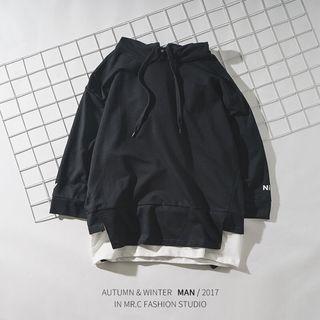 3/4-sleeve Mock Two-piece Hoodie