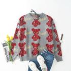 Lettering Bear Jacquard Sweater