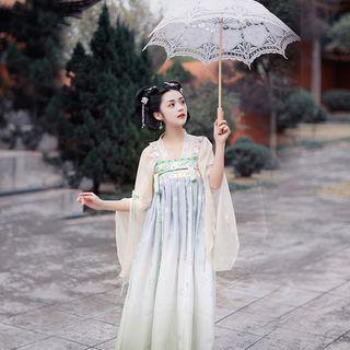 Traditional Chinese 3/4-sleeve Floral Dress Set