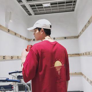 Sun Print Elbow-sleeve T-shirt