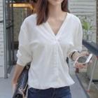 Bow Neck 3/4-sleeve T-shirt