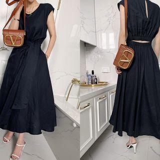 Slit-back Maxi Flare Dress