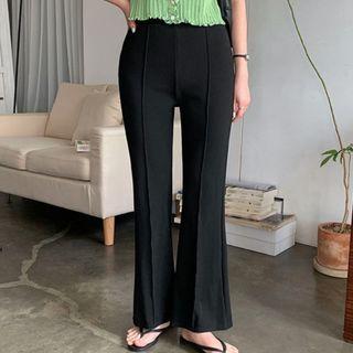 Pintuck Ribbed Boot-cut Pants