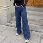 Low Waist Pocket Wide-leg Jeans