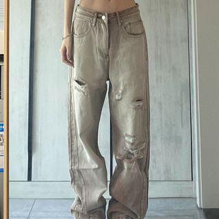 Low-rise Distressed Harem Jeans