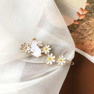 Rabbit Flower Alloy Hair Clip 1 Pc - Pink - One Size