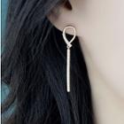 S925 Silver Rhinestone Knot Dangle Earring Gold - 1 Pair - One Size