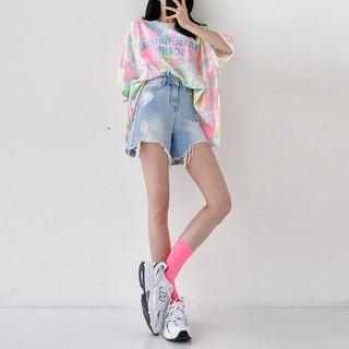Tie Dyed Letter Print T-shirt