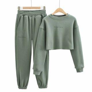 Lettering Cropped Sweatshirt / Sweatpants / Set