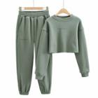 Lettering Cropped Sweatshirt / Sweatpants / Set
