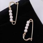 Faux Pearl Alloy Safety Pin Earring As Shown In Figure - One Size