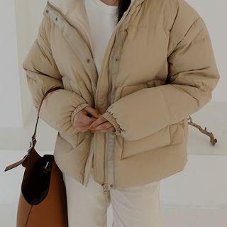 Duck Down Padded Jacket Light Beige - One Size