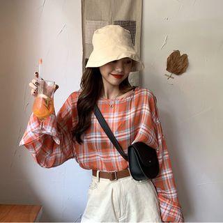Round-neck Checked Loose-fit Top