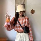 Round-neck Checked Loose-fit Top