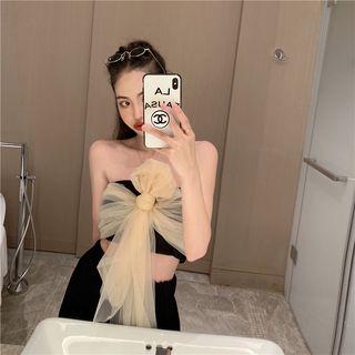 Mesh Tube Top / High-waist Loose-fit Pants