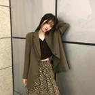 Cardigan / Blazer / Floral Midi Skirt