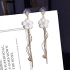 925 Sterling Silver Flower Swirl Dangle Earring 1 Pair - Silver Stud - White - One Size