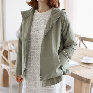 Hooded Ruffled Zip Jacket