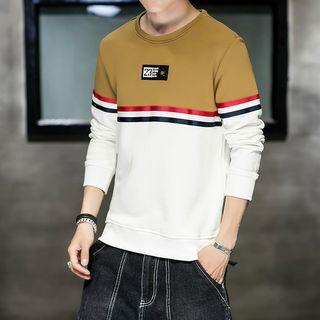 Color Block Contrast Trim Applique Pullover