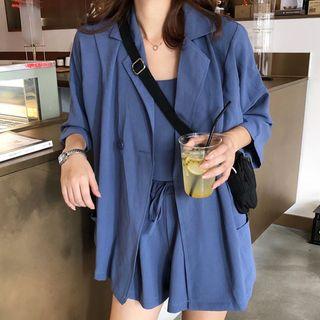 Set: Camisole + Wide Leg Shorts + Blazer