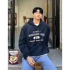 Drawstring Fleece Letter Hoodie