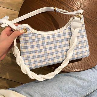 Woven Strap Plaid Shoulder Bag