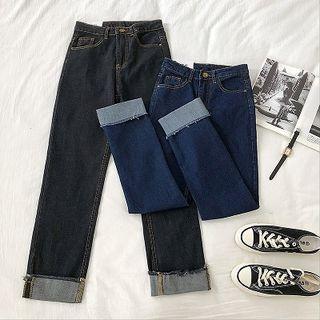 Frayed High-waist Jeans