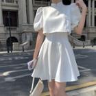 Puff-sleeve Hanfu Blouse / Mini A-line Skirt
