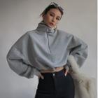 Brushed Half-zipper Cropped Pullover In 5 Colors