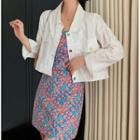 Spaghetti-strap Floral Print Shift Dress / Cropped Jacket