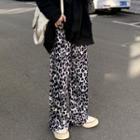 Velvet Leopard Print Wide-leg Pants