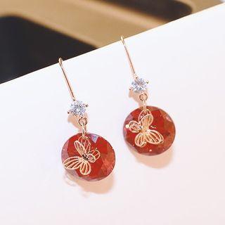 Alloy Butterfly Rhinestone Dangle Earring 1 Pair - As Shown In Figure - One Size