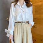 Set: High-waist Cropped Wide-leg Pants + Blouse