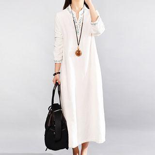 Long-sleeve Maxi A-line Dress