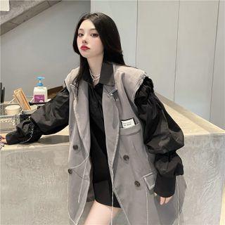 Double-breasted Vest / Puff-sleeve Shirt