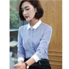 Pinstriped Shirt / Dress Pants / Mini Pencil Skirt / Set
