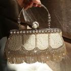 Faux Pearl Fringed Evening Clutch
