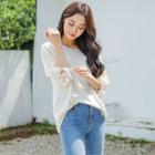Balloon-sleeve Tie-cuff T-shirt