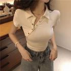 Collared Short-sleeve T-shirt White - One Size