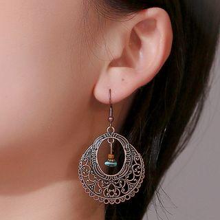 Retro Alloy Turquoise Dangle Earring 1 Pair - 11689 - 01 - Vintage Brown - One Size
