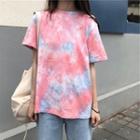 Tie Dye Loose-fit Short-sleeve T-shirt As Figure - One Size