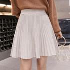 Mini Pleated A-line Knit Skirt