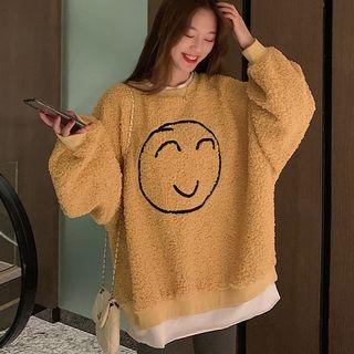 Smile Face Print Mock Two Piece Top