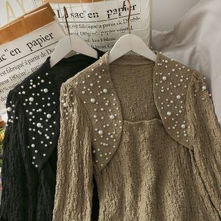 Pearl-accent Slim-fit Crop Top
