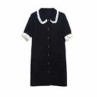 Short-sleeve Collared Dress 1073 - Black - One Size