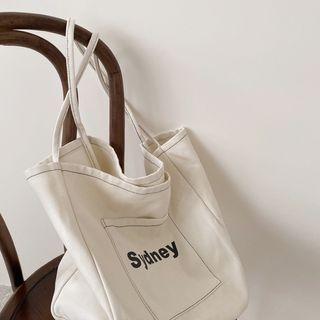 Letter Print Stitched Shopper Bag