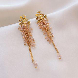 Floral Drop Ear Stud 1 Pr - Gold - One Size