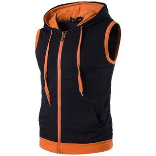 Contrast Trim Hooded Vest