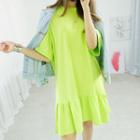 Ruffle-hem Cotton T-shirt Dress