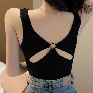 Lace Trim Cut-out Tank Top